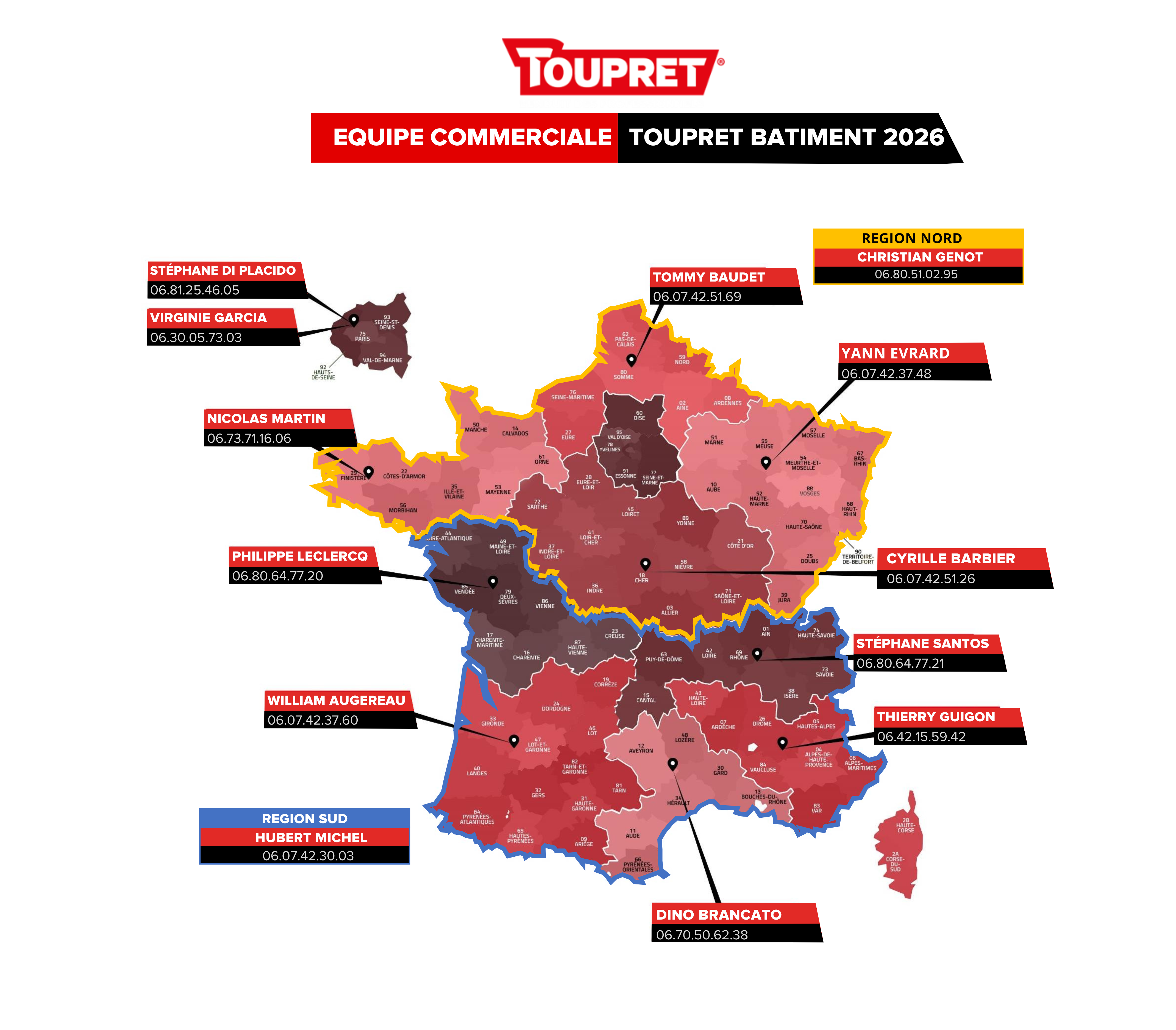 Carte Toupret - Equipe commerciale PRO 2026