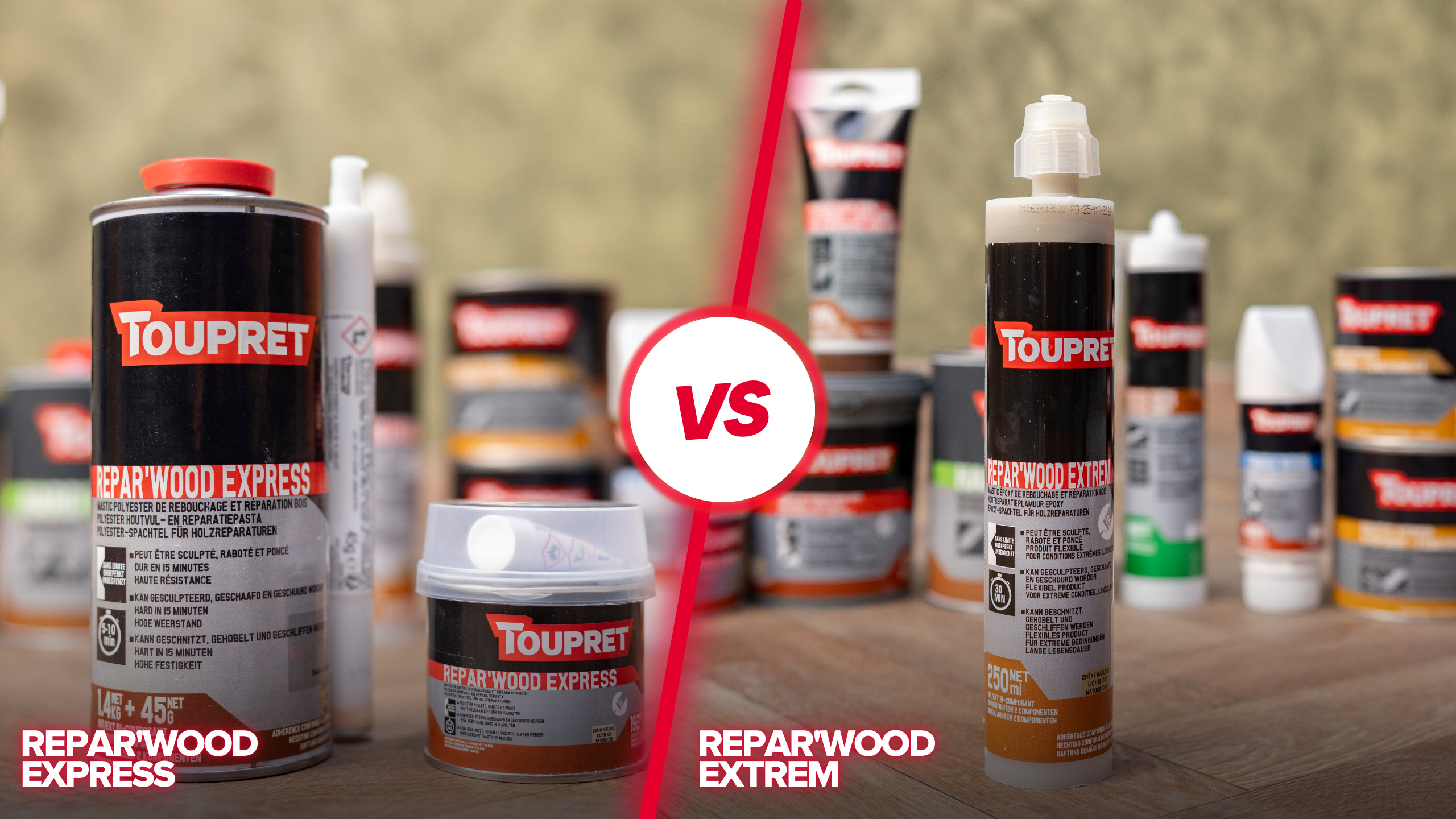 Repar’Wood Express vs Repar’Wood Extrem : quel mastic bois TOUPRET choisir pour vos réparations ?