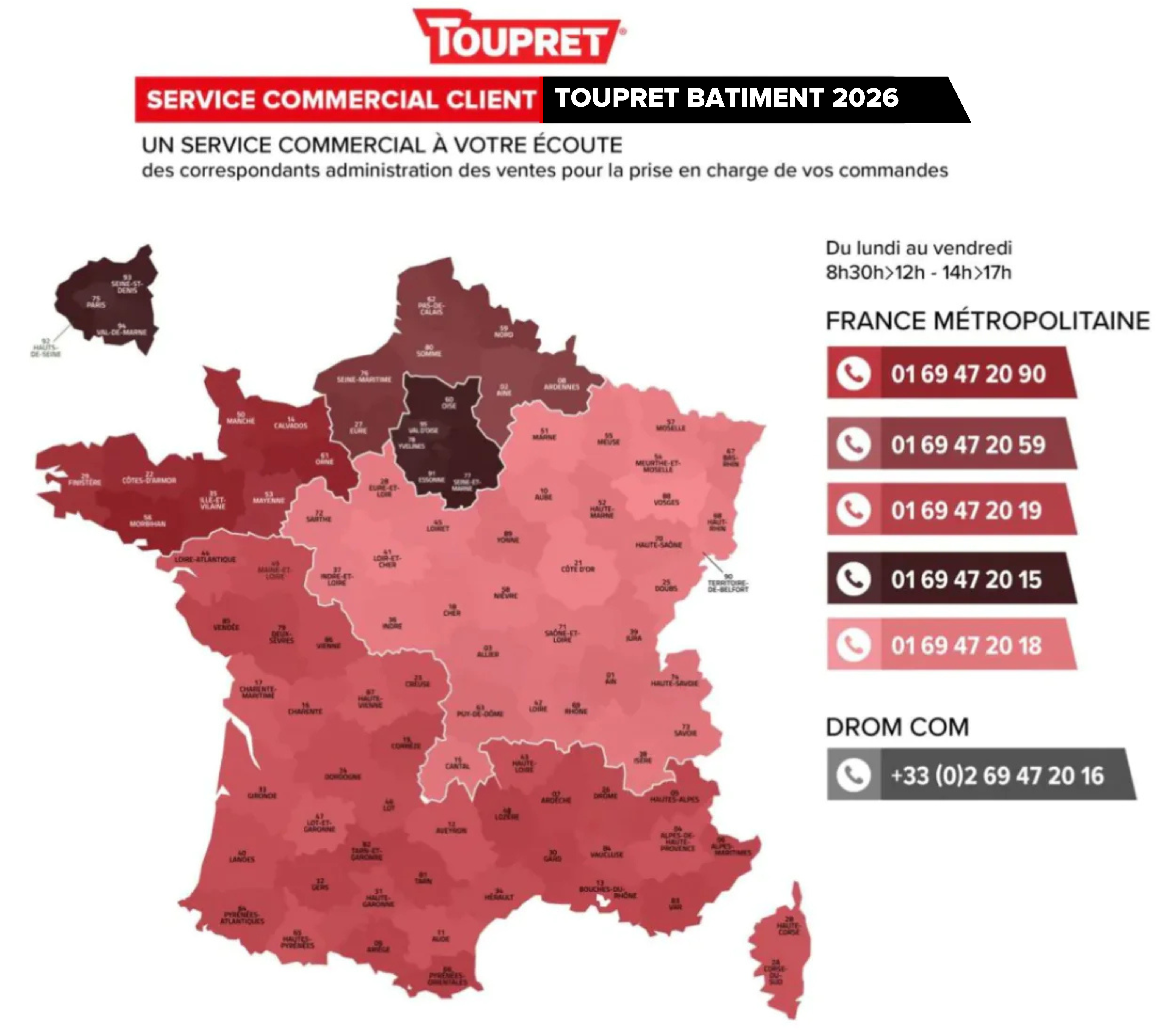 Carte Toupret - SERVICE commerciale client BATIMENT 2025