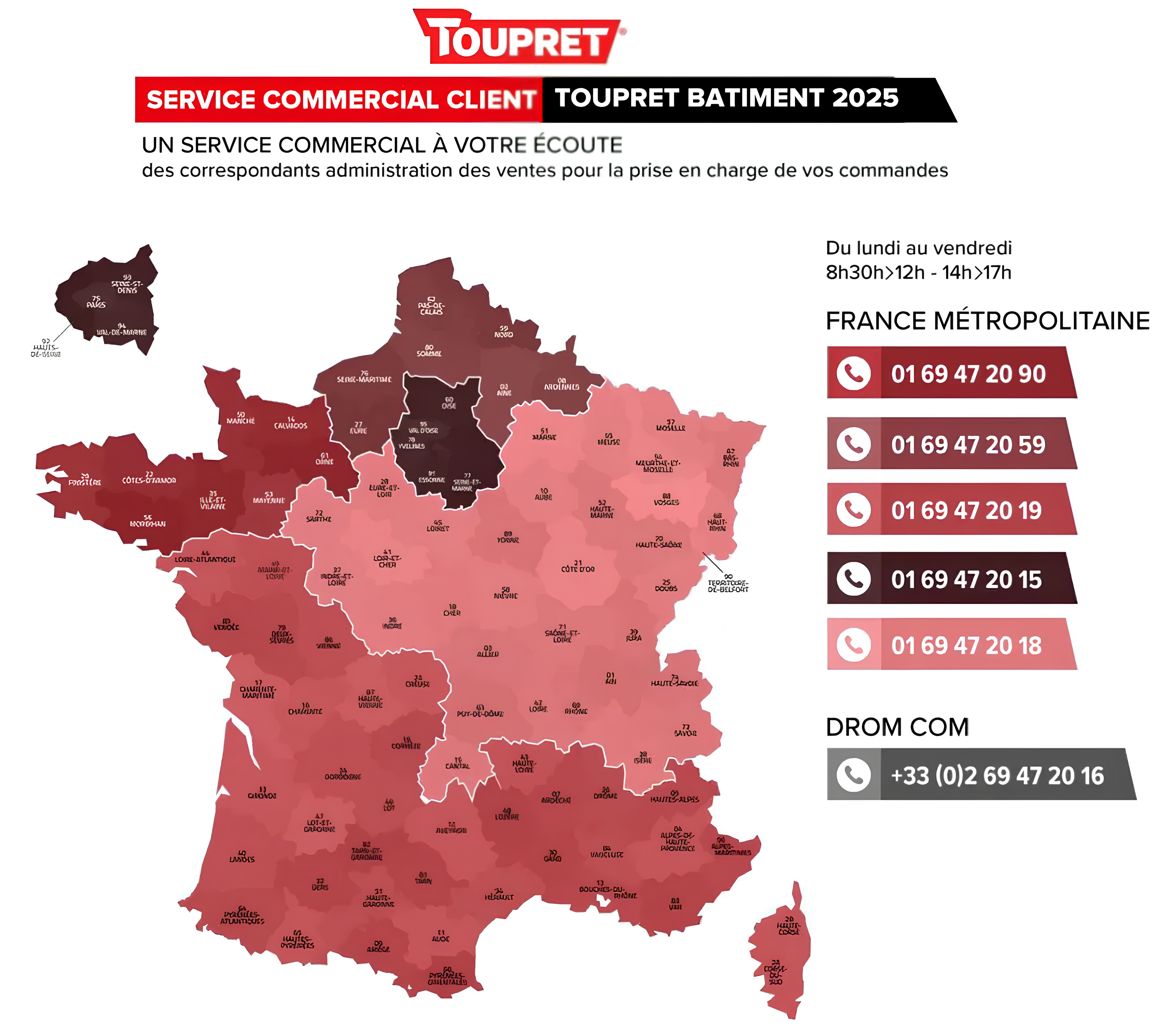 Carte Toupret - Equipe commerciale client BATIMENT 2025