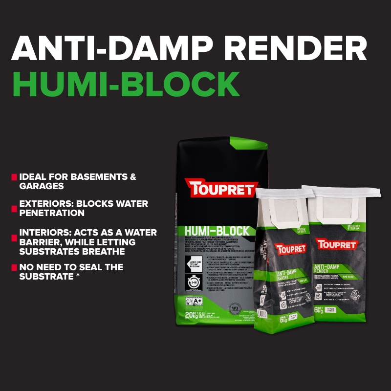 TOUPRET Anti-Damp Render – Advanced protection for Damp-Prone Surfaces